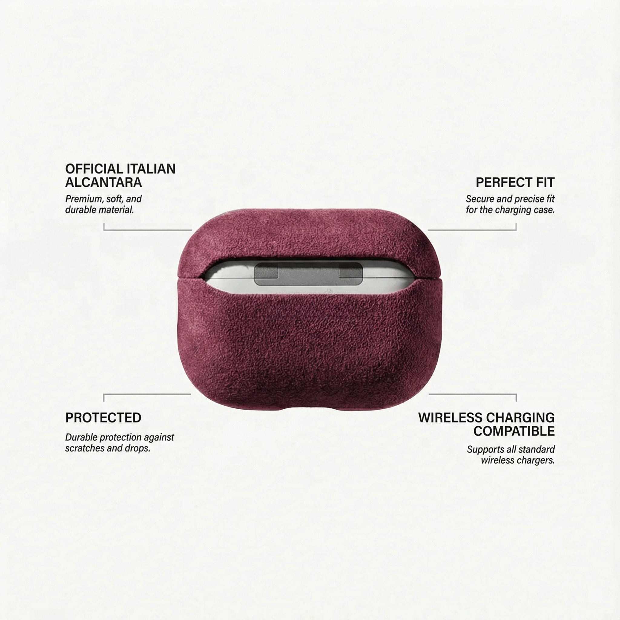 AirPods Pro Alcantara Case - Wine Red