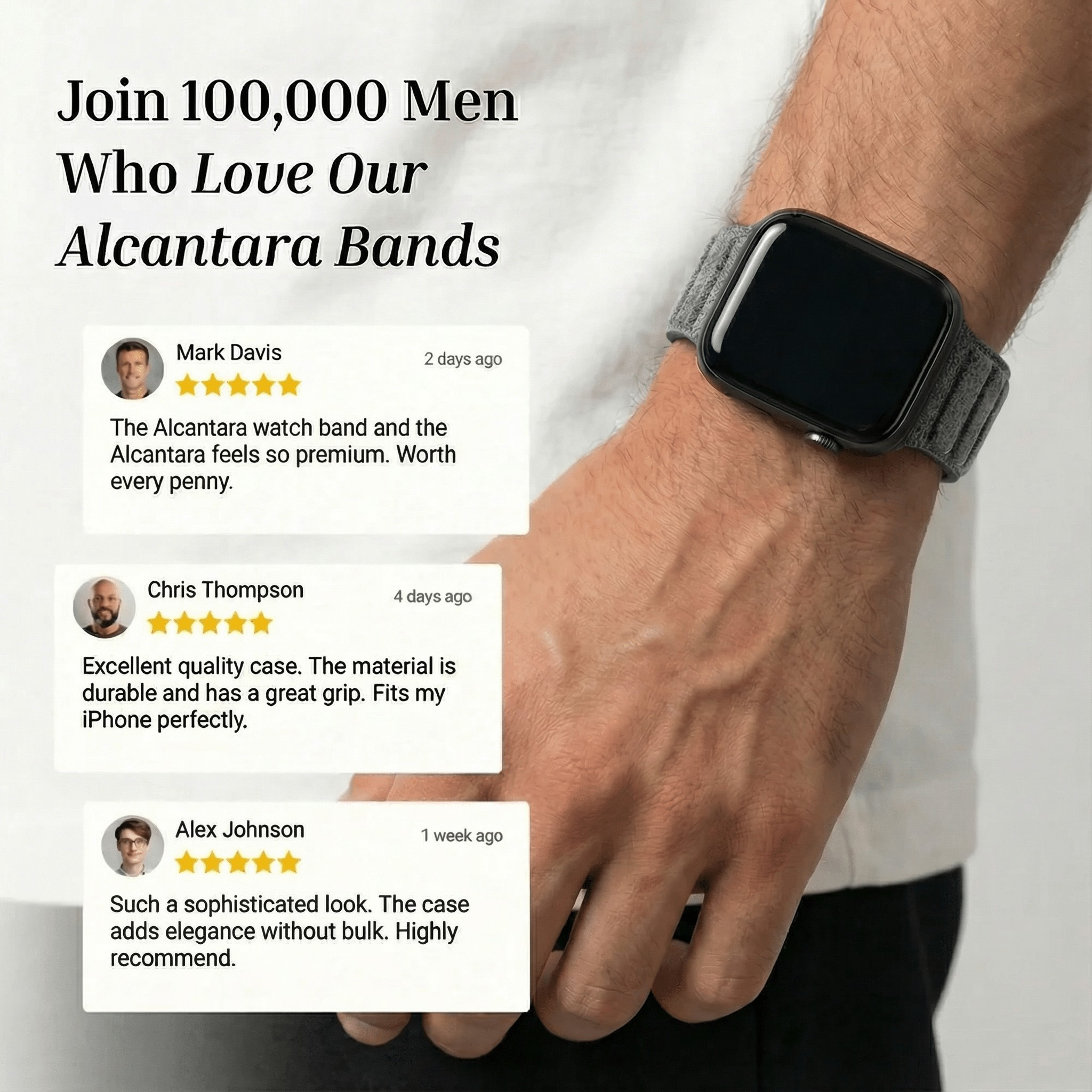Alcantara Apple Watch Band - Nardo Gray - 38/40/41/42mm