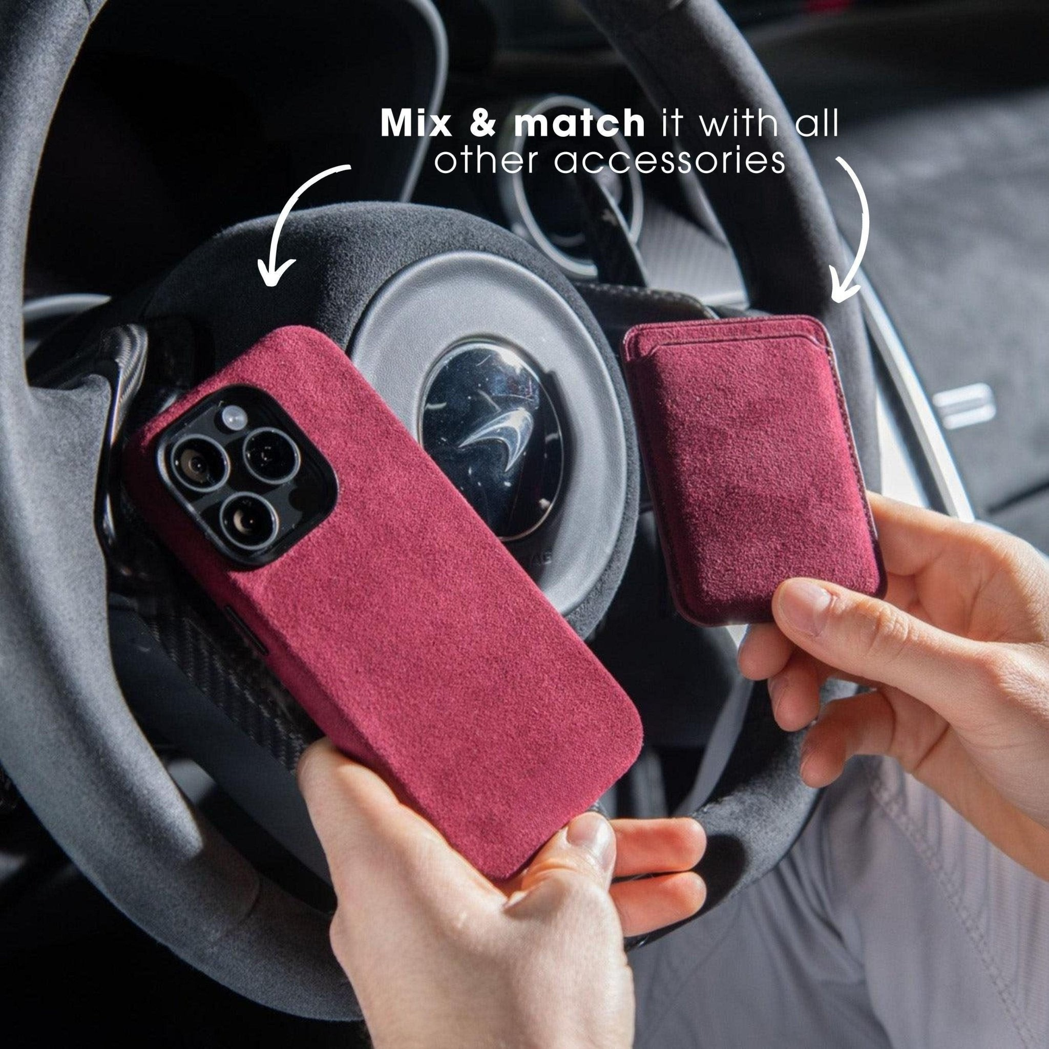 iPhone 15 Plus - Alcantara Case - Wine Red
