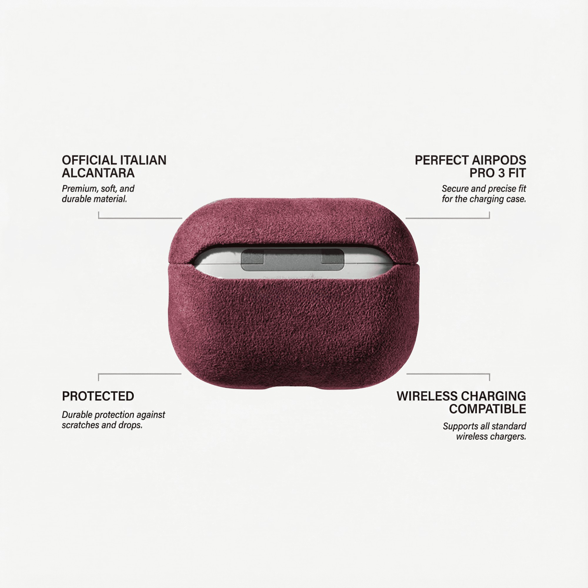AirPods Pro (3rd generation) Alcantara Case - Wine Red
