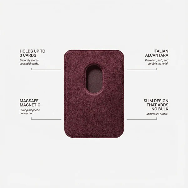 Alcantara MagSafe Wallet - Wine Red