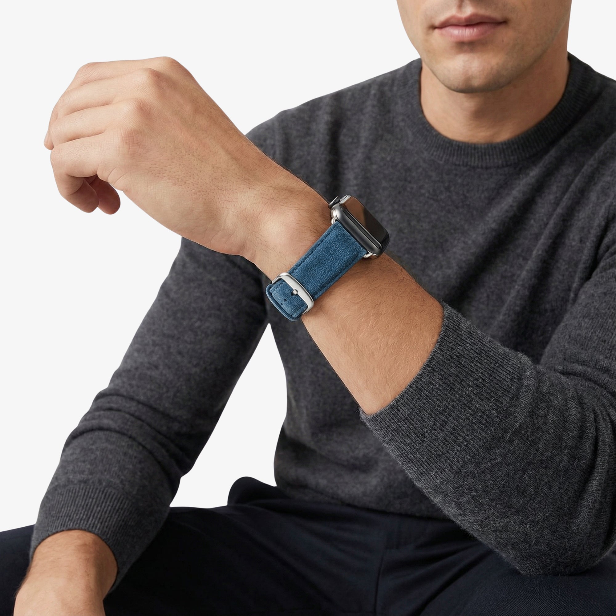 Alcantara Apple Watch Band With Buckle - Ocean Blue - 42/44/45/46mm & Ultra (49mm)